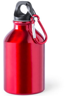 Aluminium waterfles/drinkfles rood met schroefdop en karabijnhaak 330 ml - Drinkflessen