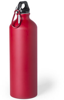 Aluminium waterfles/drinkfles rood met schroefdop en karabijnhaak 800 ml - Drinkflessen