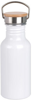 Aluminium waterfles/drinkfles wit met bamboe schroefdop 550 ml