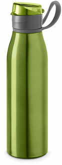 Aluminium waterfles/drinkflesmet klepdop en handvat - groen - 650 ml - Sportfles - Bidon