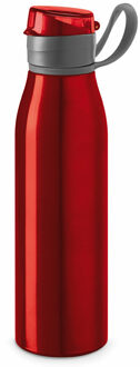 Aluminium waterfles/drinkflesmet klepdop en handvat - rood - 650 ml - Sportfles - Bidon