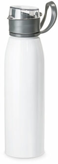 Aluminium waterfles/drinkflesmet klepdop en handvat - wit - 650 ml - Sportfles - Bidon