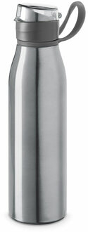Aluminium waterfles/drinkflesmet klepdop en handvat - zilver - 650 ml - Sportfles - Bidon