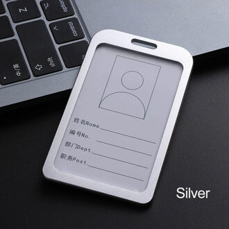 Aluminium Werk Kaarthouders Business Werk Card ID Badge Lanyard Houder Verticale Metalen Tag Kantoor School kaart 028 zilver