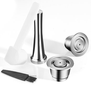 Aluminiumfolie Deksels Koffie Capsule Voor Nespresso Rvs Herbruikbare Koffie Pod Crema Maker Reffillable Herbruikbare Pods 2Capsules 1Tamper
