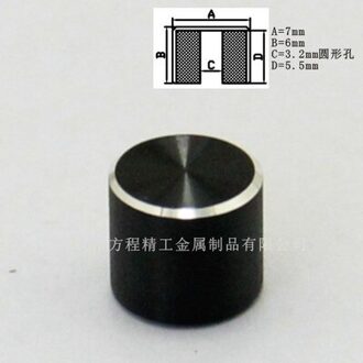 Aluminiumlegering Knop Cap Diameter 7 Mm Hoogte 6 Mm Binnendiameter 3.2 Mm Ronde Gat Licht Touch Schakelaar Knop cap zwart