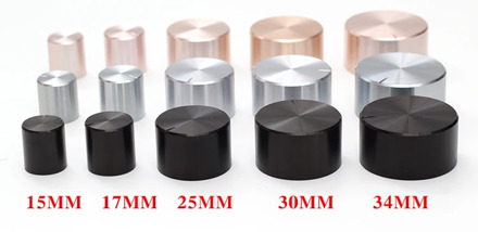 Aluminum plastic potentiometer knob 15*16 21*17 26*17 30*17 34*17 40*19mm silver black gold Chassis volume cap amplifier knobs