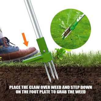 Aluminum Portable Weed Puller Root Remover Claw Weeder Long Handled Stand Up Weed Puller Manual Garden Lawn Outdoor Killer Tool