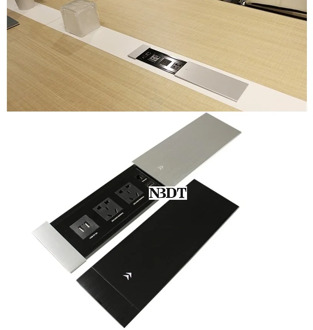 Aluminum Sliding Cover Conceal Wire USB HDMI Socket Grommet Management Organizer Recessed Office Desk Table Silver Black Adaptor