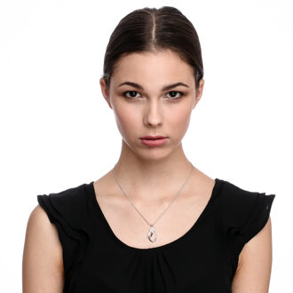 'Alverta' Dames 925 Sterling Zilveren Ketting met Hanger - Zilver/Roze ZH-7232 Zilver en roségoud