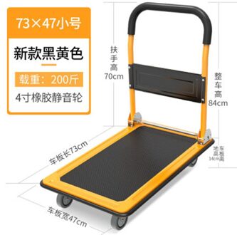 Alwaysme 360 Graden Swivel Wielen En Opvouwbare, Draagbare Push Pull Winkelwagen Dolly, Bewegend Platform Steekwagen, belasting 150KGS 73X47CM geel