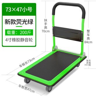 Alwaysme 360 Graden Swivel Wielen En Opvouwbare, Draagbare Push Pull Winkelwagen Dolly, Bewegend Platform Steekwagen, belasting 150KGS 73X47CM groen