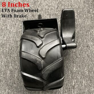 Alwaysme 7Inch 8Inch Breedte 4Inches Eva Foam Effen Rem Wielen Met Vork Voor Utility Wagon Karren, hand Vrachtwagens, Grasmaaiers 8 duim met Brake