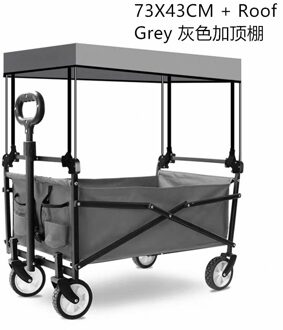 Alwaysme Vouwen Outdoor Utility Folding Winkelwagentje Vouwen Winkelwagentje Bagage Trolley Winkelwagen Voor Reizen En Winkelen grijs 73X43CM Roof