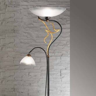 Amabile uplighter met leeslamp voor het plafond roest, antiek goud, wit