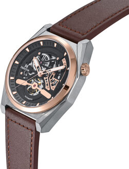 Amadeus semi-skelet lederen bandhorloge Bruin