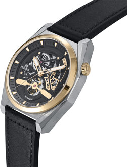 Amadeus semi-skelet lederen bandhorloge Goud - One Size