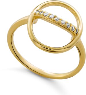 'Amaliada' Dames 925 Zilveren Set: Ketting + Oorbellen + Ring - Gouden SET-7572 - R 1/2