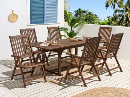 AMANTEA - Verlengbare tafel-Donkere houtkleur-Acaciahout Bruin