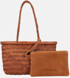 Amazone shopper S vlechtwerk handmade cognac