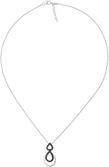 'Amber' Dames 925 Sterling Zilveren Keten met Hanger - Zilver/Zwart ZH-7092/2 - maat Zwart en zilver