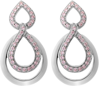 'Amber' Dames 925 Sterling Zilveren Set: Ketting-Hanger + Oorbellen - Zilver SET-7092