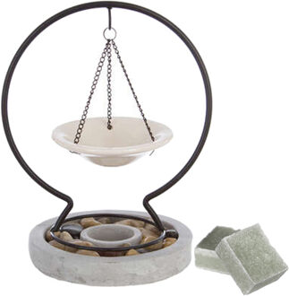 Amberblokjes/geurblokjes cadeau set - eucalyptus geur - inclusief geurbrander