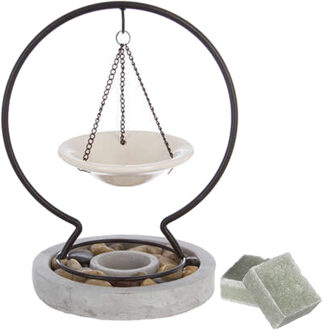 Amberblokjes/geurblokjes cadeau set - jasmijn geur - inclusief geurbrander