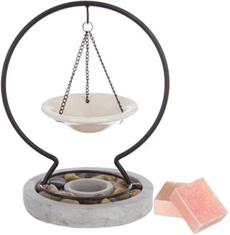 Amberblokjes/geurblokjes cadeau set - rozen geur - inclusief geurbrander