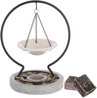 Amberblokjes/geurblokjes cadeau set - ylang ylang geur - inclusief geurbrander