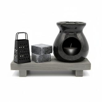 Amberblokjes/geurblokjes cadeauset 4-delig - musk geur - inclusief geurbrander en rasp