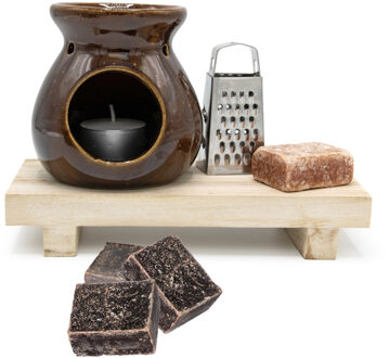 Amberblokjes/geurblokjes cadeauset 7-delig - amber/ylang ylang geur - inclusief geurbrander en rasp