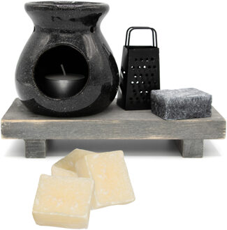 Amberblokjes/geurblokjes cadeauset 7-delig - musk/cashmere geur - inclusief geurbrander en rasp