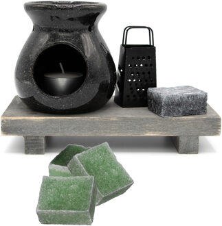 Amberblokjes/geurblokjes cadeauset 7-delig - musk/dennen geur - inclusief geurbrander en rasp