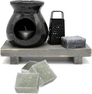 Amberblokjes/geurblokjes cadeauset 7-delig - musk/eucalyptus geur - inclusief geurbrander en rasp