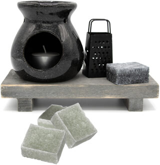 Amberblokjes/geurblokjes cadeauset 7-delig - musk/jasmijn geur - inclusief geurbrander en rasp