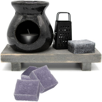 Amberblokjes/geurblokjes cadeauset 7-delig - musk/lavendel geur - inclusief geurbrander en rasp