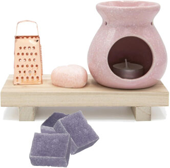 Amberblokjes/geurblokjes cadeauset 7-delig - rozen/lavendel geur - inclusief geurbrander en rasp