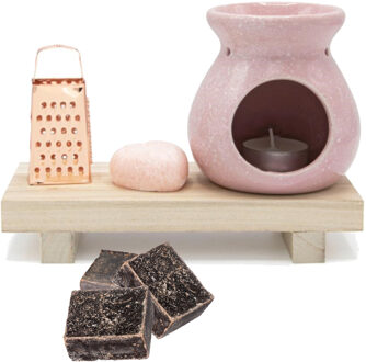 Amberblokjes/geurblokjes cadeauset 7-delig - rozen/ylang ylang geur - inclusief geurbrander en rasp