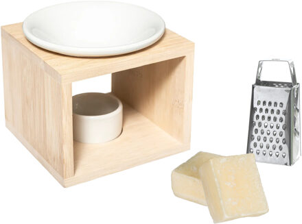 Amberblokjes/geurblokjes cadeauset - cashmere geur - inclusief geurbrander en mini rasp