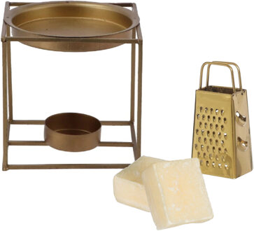 Amberblokjes/geurblokjes cadeauset - cashmere geur - inclusief geurbrander en mini rasp