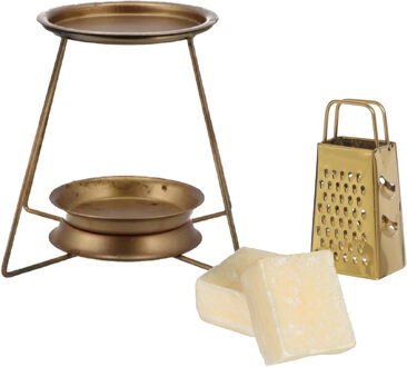 Amberblokjes/geurblokjes cadeauset - cashmere geur - inclusief geurbrander en mini rasp