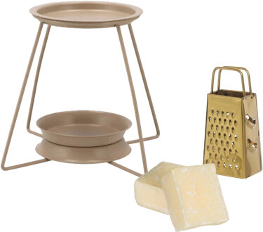 Amberblokjes/geurblokjes cadeauset - cashmere geur - inclusief geurbrander en mini rasp