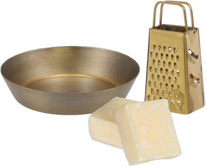 Amberblokjes/geurblokjes cadeauset - cashmere geur - inclusief schaaltje en mini rasp