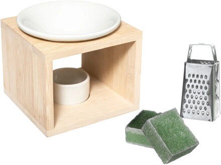 Amberblokjes/geurblokjes cadeauset - dennen geur - inclusief geurbrander en mini rasp