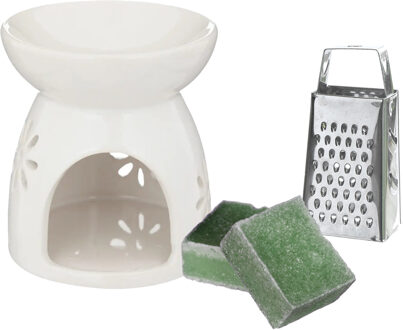 Amberblokjes/geurblokjes cadeauset - dennen geur - inclusief geurbrander en mini rasp