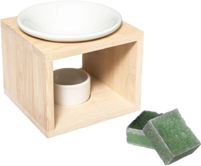 Amberblokjes/geurblokjes cadeauset - dennen geur - inclusief geurbrander