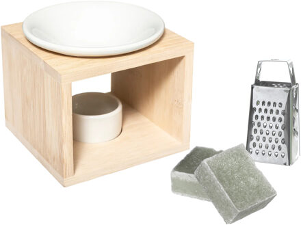 Amberblokjes/geurblokjes cadeauset - eucalyptus geur - inclusief geurbrander en mini rasp
