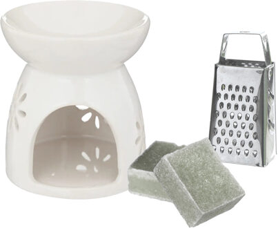 Amberblokjes/geurblokjes cadeauset - eucalyptus geur - inclusief geurbrander en mini rasp