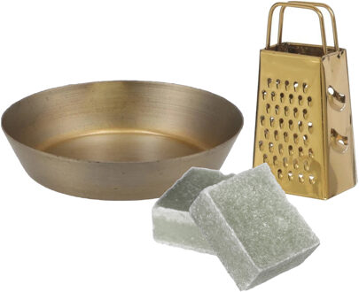 Amberblokjes/geurblokjes cadeauset - eucalyptus geur - inclusief schaaltje en mini rasp